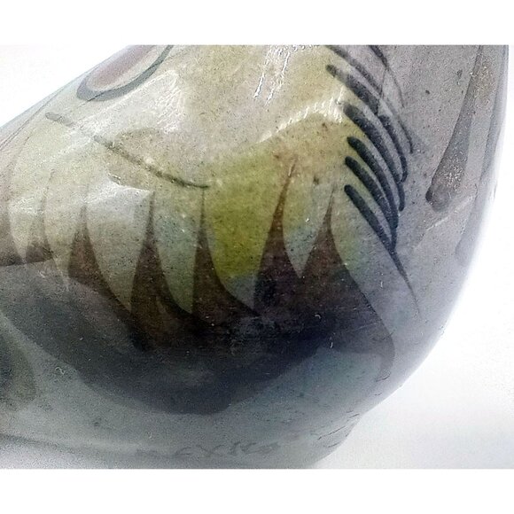 Tonala Bird Hand Painted Mexican Pottery Vintage Folk Art 4.25 Inch Clay 1960s - Picture 5 of 16